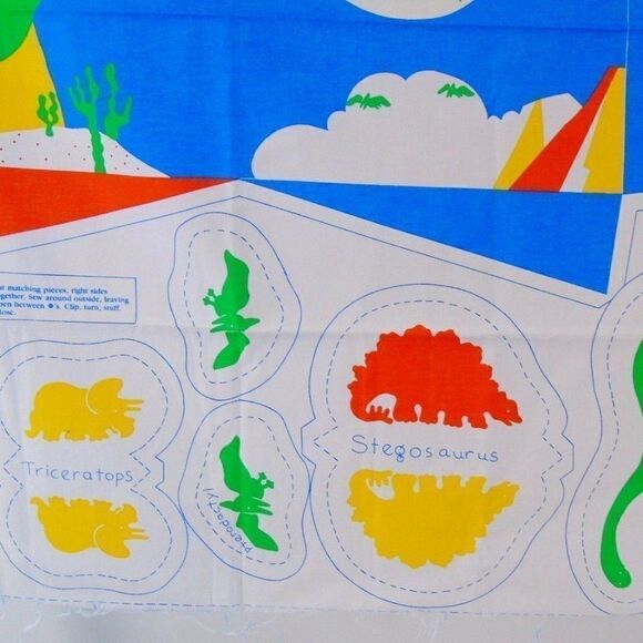 Vintage Dinosaur Fabric Panel Gentle Giants - Picture 3 of 5